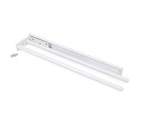 Emuca - Toallero extensible 2 brazos, colgador de toallas para baño o cocina de aluminio blanco, 440mm de largo