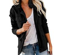 EMUKFD - Chaquetas anorak militares informales para mujer, ligeras, estilo safari, con cremallera y bolsillos, para primavera y otoño, 02-negro, XXL