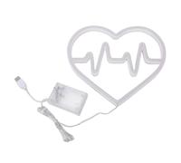 EMUKOEP Acogedora Luz de Neón LED en Forma de Corazón Luz de Corazón de Amor Vibrante para un Ambiente Romántico Letrero de Neón con Batería USB Decoración de Pared Plástico 9.6x8.5in (rojo blanco)