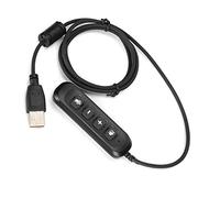 EMUKOEP Adaptador de Cable QD con Enchufe USB, Adaptador Compacto de Control de Sonido para Auriculares de Centro de Llamadas, Plug and Play para Trabajar Desde Casa, Material ABS (Negra)