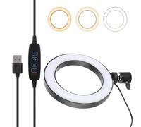 EMUKOEP Anillo de Luz LED de 6 Pulgadas con 3 Opciones de Temperatura de Color para Video de Estudio de Cámara Selfie, Cabezal Esférico para Ajuste del ángulo de Luz