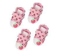 EMUKOEP Botas para perros de lona, suela antideslizante, diseño de fresa, transpirables, perros pequeños, osito bichón pomerano, suaves y cómodas, decoración de dedos de los pies y fresas, cómodas de