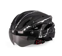 EMUKOEP Casco de Bicicleta de Montaña Ajustable con Parabrisas Magnéticas, Casco de Ciclismo Unisex 58-62 Cm Protección Deportiva Al Aire Blanca/Negra (En Blanco y Negro)