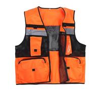 EMUKOEP Chaleco Reflectante de Seguridad, Chaleco de Seguridad Rojo Fluorescente Transpirable de Alta Visibilidad para Obras de Construcción de Carreteras, Seda de Baja Elasticidad (S)