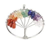 EMUKOEP [] Colgante Colorido del árbol de la Vida de Piedra Natural, Elegante Colgante del árbol de la Vida para Mujeres, Niñas, Familiares, Amigos, Día de la Madre