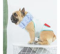 EMUKOEP Collar de Enfriamiento para Perros Ajustable Transpirable Reduce la Temperatura Corporal para Paseos Perros Lona (Cuadrícula Azul S)