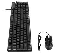 EMUKOEP Combo de Teclado y Mouse para Juegos 104 Teclas LED Retroiluminadas Ergonómico Impermeable Respuesta Rápida Ratón y Teclado para Juegos (Traje Negro Transparente de D500 Palabras)