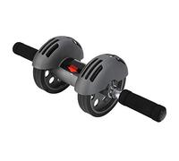 EMUKOEP Ejercitador Abdominal de Doble Rueda con Rótula, de Entrenamiento con Rodillo Deportivo AB Portátil para Entrenamiento Central de 13,39x6,69 Pulgadas (Gris)
