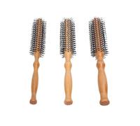 EMUKOEP El Pelo de Madera Antiestático del Tamaño del Viaje que Diseña El de Cepillo, Reduce los Dientes Suaves del Frizz, Cepillos Redondos 3pcs