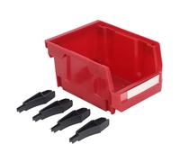 EMUKOEP Estante de Almacenamiento para Piezas, Montaje en la Pared, Apilable, Recipiente de Herramientas de Taller, Organizador de Tornillos, Boca Espesada, Inclinada, Tipo Combinado (Rojo)