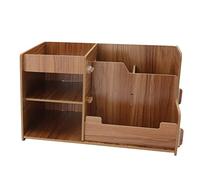 EMUKOEP Estante Organizador de Escritorio de Madera, Fácil de Limpiar y Montar para el Hogar, Oficina, Ahorro de Espacio, Madera de Cerezo