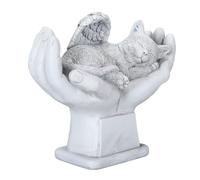 EMUKOEP Estatua Conmemorativa de Mascotas de Jardín con Cita de Memoria Amorosa, Material de Resina Fundida a Mano, Piedra de Recuerdo única, 8,2 X 7 X 4 Pulgadas (Gata)
