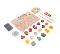 EMUKOEP Juego de juguetes educativos de frutas de madera con perlas, juguetes de cocina para juegos de rol, resistentes y seguros, con varias frutas de colores para una experiencia sensorial rica