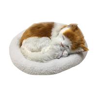 EMUKOEP Juguete de Gato Durmiendo Realista, Muñeco de Animal Relleno de Gato Que Respira con Estera, Juguetes de Peluche, Adorno para el Hogar, Utilería de Fotografía de Animal Durmiente