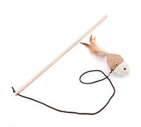 EMUKOEP Juguete Interactivo para Gatos con Pluma de Lino y Madera para Desencadenar el Deseo de Caza de la Mascota y una Reacción Rápida (ratón)