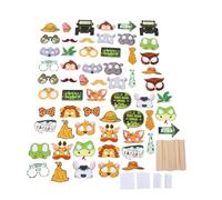 EMUKOEP Kit de Accesorios para Fotomatón de Animales Salvajes, Decoraciones para Selfies de Fiesta en la Jungla para Niños, Accesorios Fotográficos Creativos y Divertidos para Fiestas (Paquete de 2)