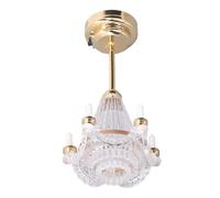 EMUKOEP Lámpara de Candelabro para Casa de Muñecas Estilo Europeo Exquisita Luz LED Vintage para Decoración de Casa de Muñecas en Miniatura Material Plástico Metal 1.4x1.4x2.7in para Cocina de de
