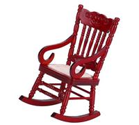 EMUKOEP Mecedora para Casa de Muñecas 1:12, Muebles en Miniatura de Primera Calidad, Niños, Familiares, Regalos de Empresa, Gris (Color Madera roja)