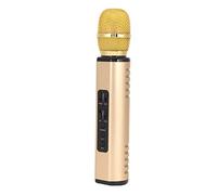 EMUKOEP Micrófono de Karaoke Inalámbrico Bluetooth con Diseño Ergonómico para Teléfonos Inteligentes PC, Altavoz, Grabador y Reproductor Integrados, Apto para Todas Las Edades (Oro)