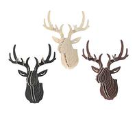 EMUKOEP Modelo de Rompecabezas de Cabeza de Ciervo Animal de Madera DIY 3D Exquisita Decoración del Hogar para Sala de Estudio u Oficina, MDF Ecológico 37x29,5x21cm (Marrón)