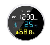 EMUKOEP Monitor de Calidad del Aire de Montaje en Pared con Alarma de CO2 y Pantalla de Temperatura y Humedad