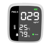 EMUKOEP Monitor de calidad del aire, medidor PM2.5 para interiores, mini sensor inteligente portátil, medidor de temperatura y humedad con alarma rápida