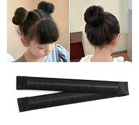 EMUKOEP Moño Donut Hair Maker, Cabello Realista Tamaño Ajustable Fácil de Usar Herramienta para Atar el Cabello para Fiesta Viaje Cumpleaños, con Mano de Obra Fina (Negra)