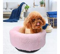 EMUKOEP Nido de Felpa para Mascotas, Cama Suave con Cojín para Perros, Gatos, No Tóxico, Marrón Claro, 15,75x15,75x9,06 Pulgadas (Peluche Rosa)
