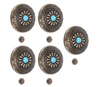 EMUKOEP Remache de Flor Azul Turquesa Botón Trasero de Tornillo Decorativo Exquisito para Manualidades 5 Juegos de Tornillos PH de 1,18 Pulgadas para Cinturones Bolsos Zapatos