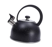 EMUKOEP Silbato de Acero Inoxidable, Vertiendo con un Gran Diámetro, en Forma de Luna, té de Estufa, 2.5 L, Negro