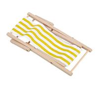 EMUKOEP Silla de Playa de Madera para Casa de Muñecas, Juguete para Muñeca a Escala 1/12, Exquisita Mini Silla de Playa para Casa de Muñecas, de de Material Superior para Muñeca, Raya Amarilla de