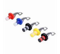 EMUKOEP Tapón de Vino Al Vacío Manual para Conservar la Frescura 5 uds. Regalo Ideal para Amigos Plástico + Acero Inoxidable + Silicona Blanco Negro/blanco Amarillo (Estilo de pegamento simple +