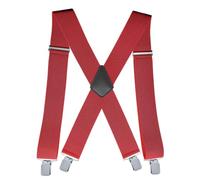 EMUKOEP Tirantes Traseros Ajustables con 4 Clips X Elásticos de 1,97 Pulgadas de Ancho para Unisex, con Clips de Metal Antideslizantes y Soporte de Espalda Entrecruzado para un Aj (roja)