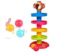 EMUKOEP Torre Giratoria con Bola Que Cae y Rueda, Juguete Educativo de Entrenamiento Sensorial con Colores Brillantes y Sonidos Interactivos, para Niños Pequeños de 18 Meses o Más