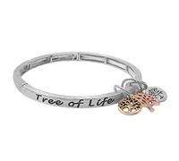 Emulily "Tree of Life Inspirational Brush Texture with Charms Pulsera elástica