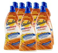 Emulsio - Lavaincera perfumada de lava y abrillantadora para parqué con aceites esenciales de argán - 8 botellas de 950 ml