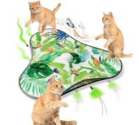 Emwel Juguetes para gatos de interior para adultos, juguete interactivo de plumas de gato para gatitos, juego automático de gatitos, activación de movimiento y chirping y movimiento, juegos de caza y