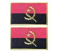 EmWoot 2 parches bordados de la bandera de Angola, parches tácticos militares con gancho y bucle