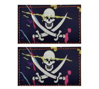 EmWoot 2 parches de bandera de calavera pirata Jolly Rodger, parche luminoso que brilla en la oscuridad, parche táctico moral con gancho y bucle (color)