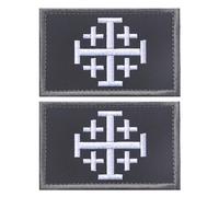 EmWoot 2 parches de caballero del Santo Sepulcro de Jerusalén, parche de cruz cruzada, parche cristiano bordado moral con gancho y bucle (negro y blanco)