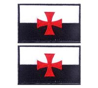 EmWoot 2 parches de caballeros templarios, parche del equipo de los cruzados, parches cristianos bordados moral con gancho y bucle