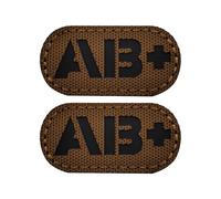 EmWoot 2 parches tipo sangre AB+ parches infrarrojos infrarrojos infrarrojos corte láser táctico parche moral gancho y bucle (2 x 1 pulgada, marrón)