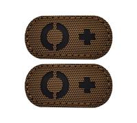 EmWoot 2 parches tipo sangre O+ infrarrojos, reflectantes, corte láser, parche táctico moral con gancho y bucle (2 x 1 pulgada, marrón)