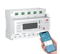 eMylo Medidor de Energía WiFi Inteligente Trifásico, Contador Digital LCD para Riel DIN, Monitor de Consumo Eléctrico 80A 230-400V, Control Remoto por App, Compatible con Alexa y Google Assistant