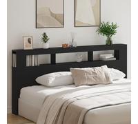 EMYRLXQW Camas y accesorios, cabeceros y estribos, cabecero de almacenamiento con luces LED, roble negro, 220 x 18,5 x 103,5 cm