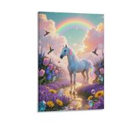 EMYXPAQM Cuadro De Caballo Blanco En Lienzo Impresiones De Tierra de Sueños En Lienzo Decorativo Para Dormitorio Sala De Yoga Regalos Originales 12x18inch(30x45cm)