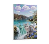 EMYXPAQM Cuadro En Lienzo De Gato Oso Pardo Martín, Impresión En Lienzo Anatolio, Cuadros Decoracion Para Oficina Hoteles Baño Regalo 12x18inch(30x45cm)