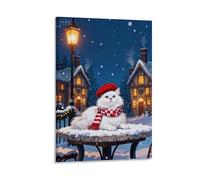 EMYXPAQM Cuadro Sobre Lienzo Gato Persa Lienzos Decorativos Pueblo Nevado Cuadro Decorativo Para Salón Dormitorio Oficina Regalo 16x24inch(40x60cm)