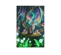EMYXPAQM Cuadro Sobre Lienzo Oriental Gato de Pelo Corto Lienzos Decorativos Bosque Mágico Cuadro Decorativo Para Dormitorio Sala De Yoga Regalos Originales 08x12inch(20x30cm)