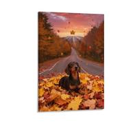EMYXPAQM Cuadro Sobre Lienzo Perro Salchicha Lienzos Decorativos Camino Bosque Cuadro Decorativo Para Sala De Estar Hogar Oficina Regalos Originales 12x18inch(30x45cm)